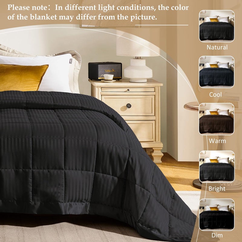 downluxe King Size Blanket with Satin Trim, Lightweight Down Alternative King Blanket for All Season, Machine Washable (Black, 108 x 90 Inch) - Image 5